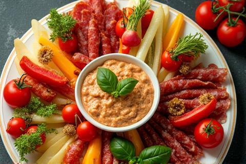 Platter of Italian appetizers