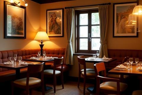 Interior seating area of Trattoria del Sole