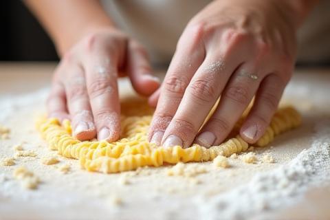 Handmade pasta being prepared